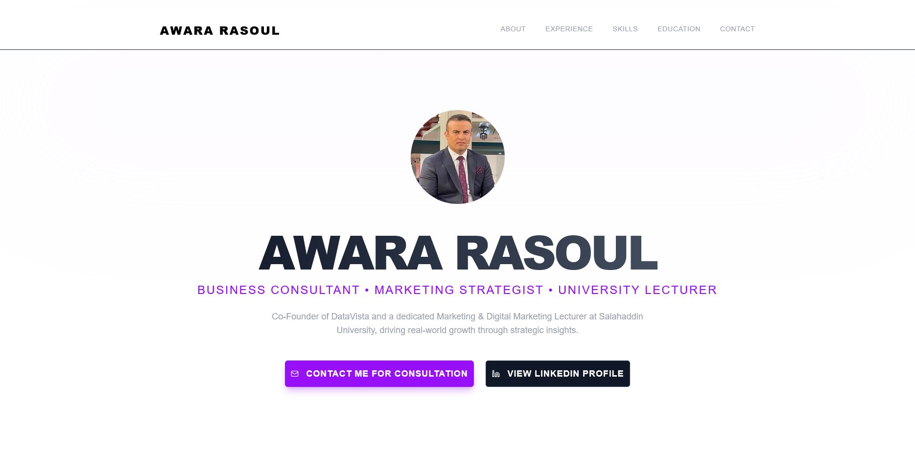 Dr. Awara Rasoul Portfolio, home page