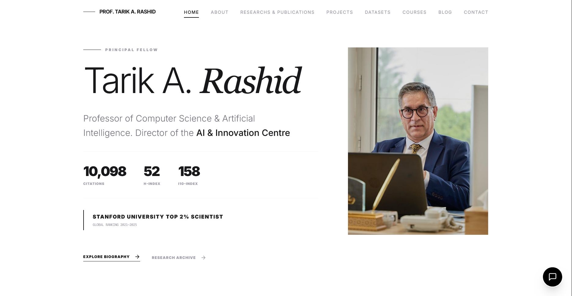 Prof. Tarik A. Rashid Portfolio website