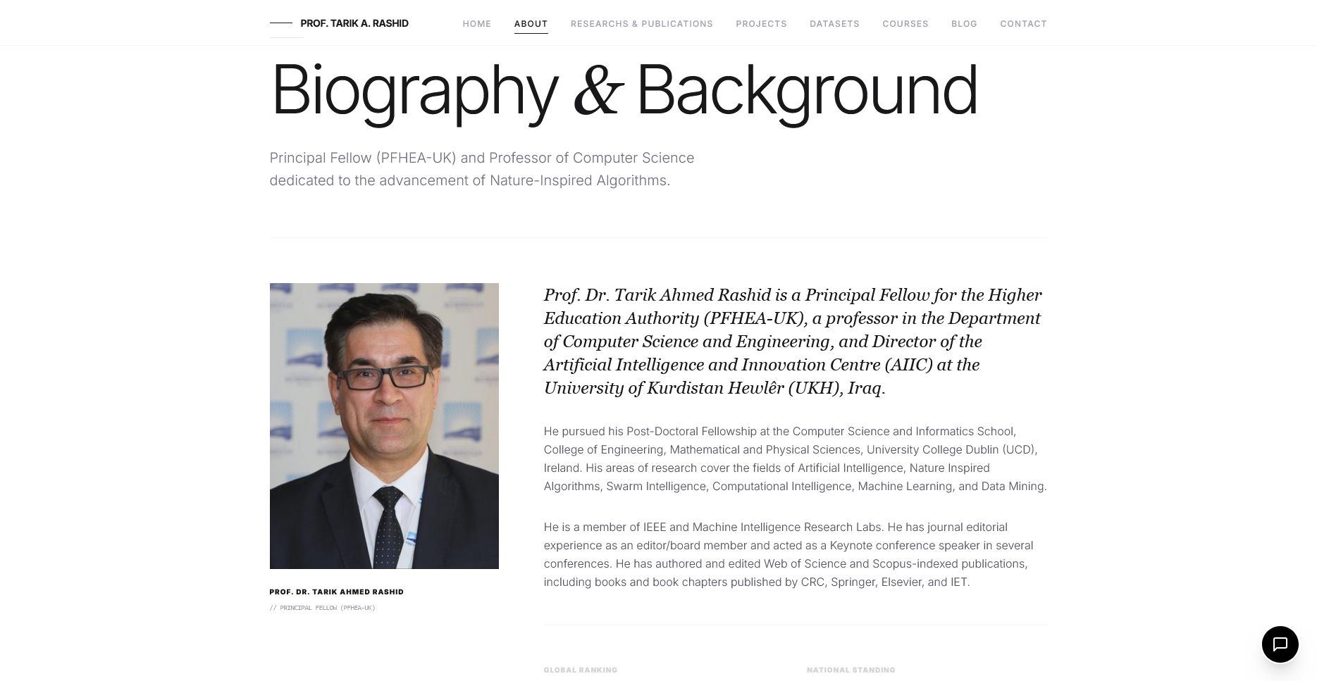 Prof. Tarik A. Rashid Portfolio, view 3