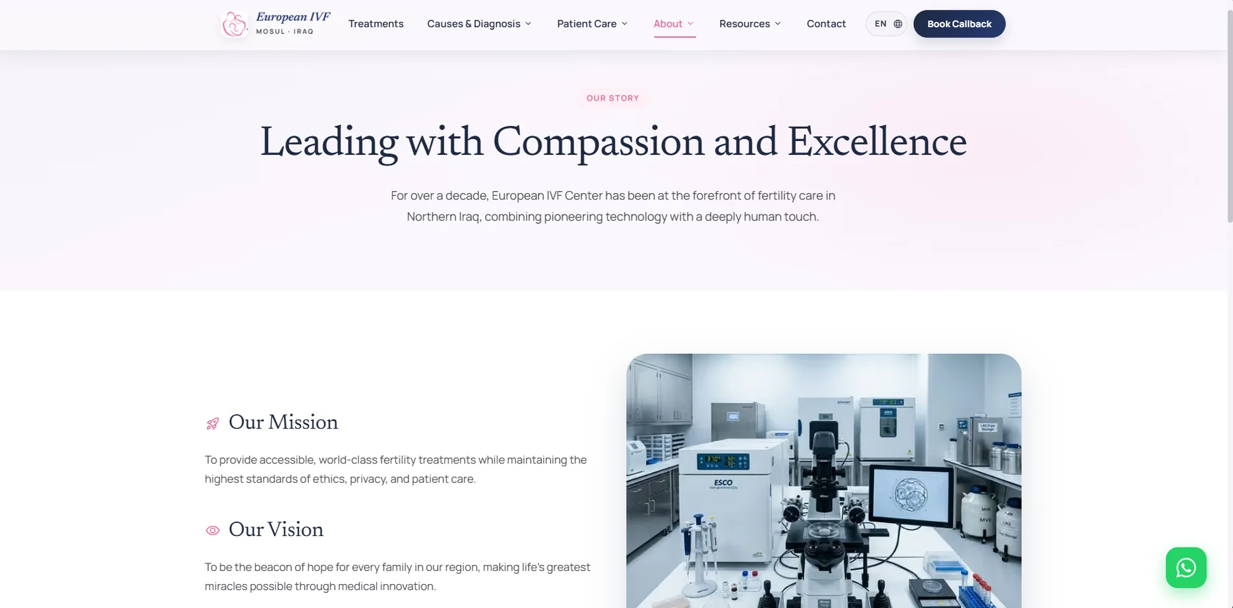 European IVF Center — Mosul website
